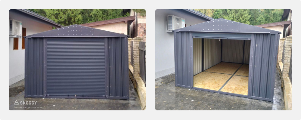 Широкий хозблок СКОГГИ на тротуарной плитке