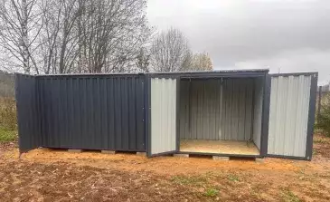 Хозблок для хранения лодок в графитовом цвете в дер. Кумордино, Калининский мун.окр, Тверская обл.